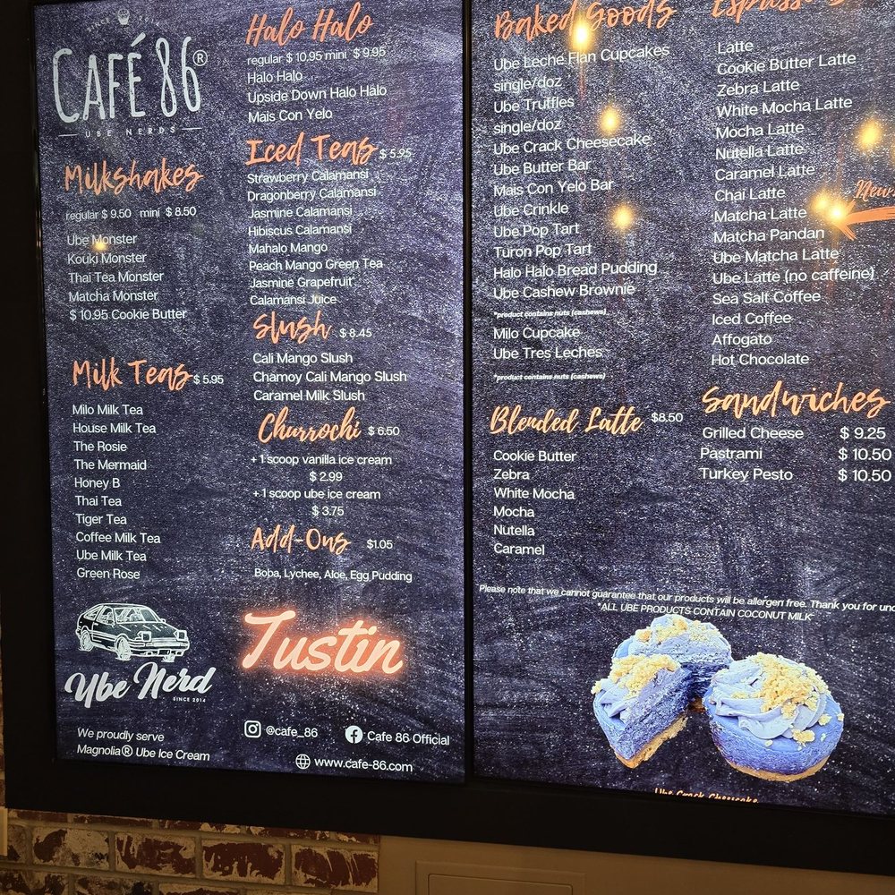 Cafe 86 - Cafe 86 menu - Desserts Near Me - Tustin, California Cafe 86 - Cafe 86 menu - Desserts Near Me - Tustin, California
