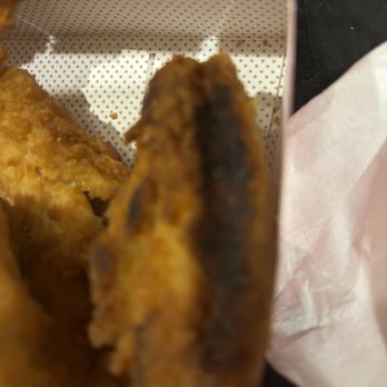 Chick-fil-A - Wish I would've check my box before I left. I've never seen a burnt chicken strip before - Fast Food Near Me - Pelham, Alabama