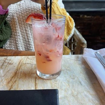 The Kitchen at  StoneBrier - Strawberry field drink, celebrating a birthday brunch. - New American Near Me - Stockton, California