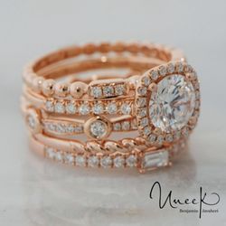 Shelia Bayes Jewelers - Rose stacking bands and engagement rings