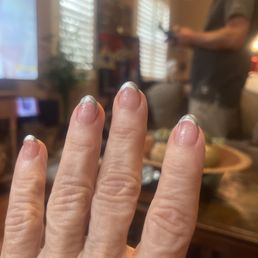 My French manicure with silver My French manicure with silver