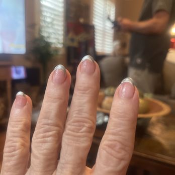 Olive Nails - My French manicure with silver - Nail Salons Near Me - Mount Holly, New Jersey Olive Nails - My French manicure with silver - Nail Salons Near Me - Mount Holly, New Jersey
