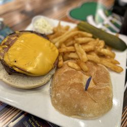 Caffrey's Tavern Backyard - Burger with porkroll.