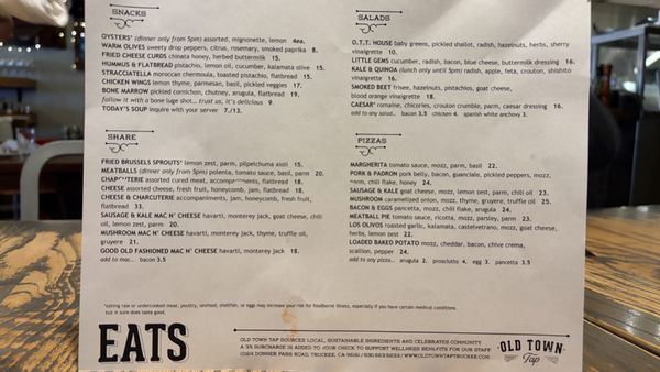 Menu photo 1 Old Town Tap Truckee, CA