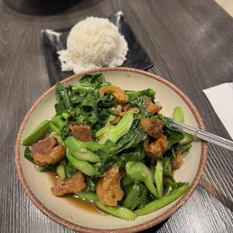 Chinese Broccoli with crispy pork. Chinese Broccoli with crispy pork.