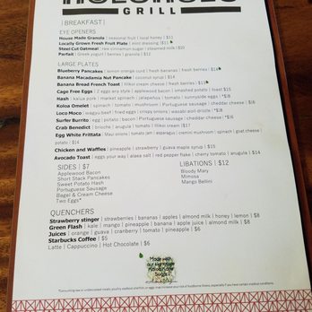 Holoholo Grill - The Breakfast menu as of 5/31/2019 - Hawaiian Near Me - Koloa, Hawaii