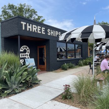 Three Ships Coffee Roasters - View from the front. Lots of outdoor seating - Coffee & Tea Near Me - Virginia Beach, Virginia