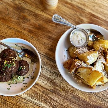 Aba - GREEN FALAFEL, CRISPY POTATOES - Mediterranean Near Me - Austin, Texas