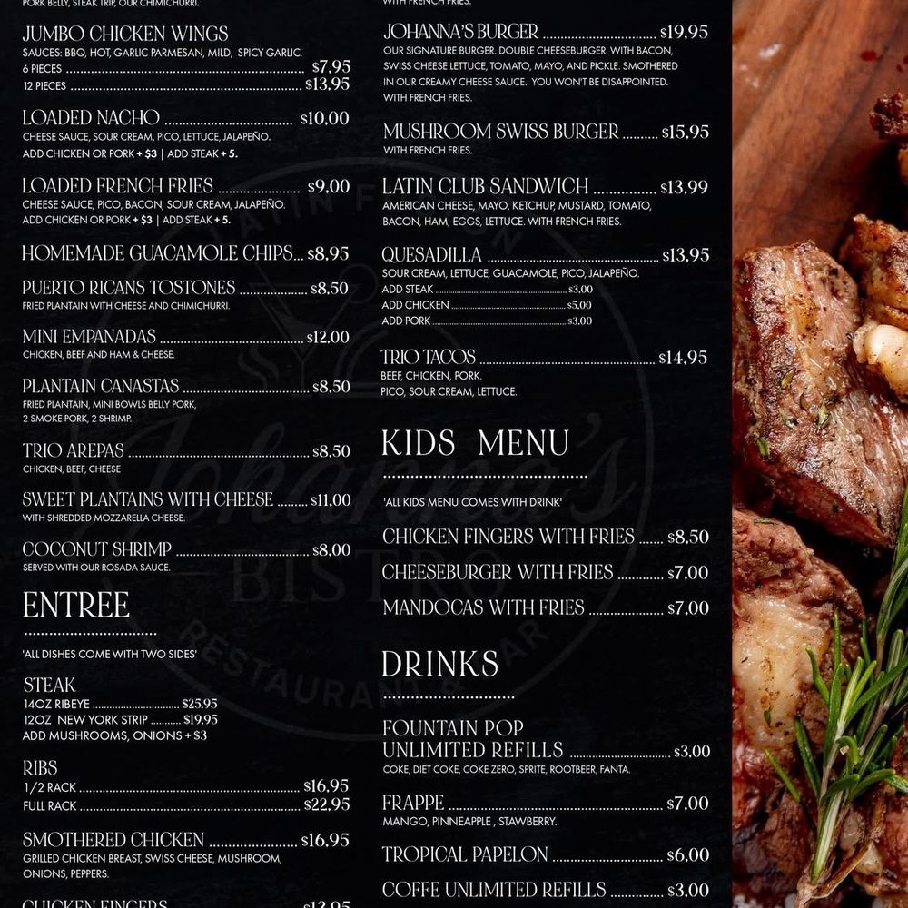 Johanna's Bistro - Menu - Latin American Near Me - Coshocton, Ohio