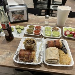 Bacon burrito and tatemado burrito Bacon burrito and tatemado burrito