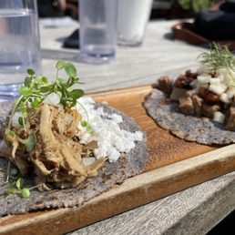 Lengua and carnitas tacos