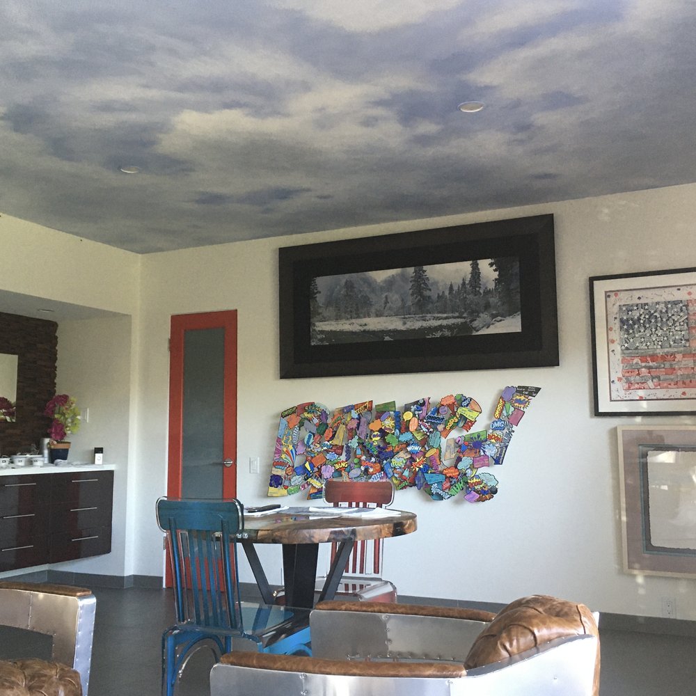 Terry Hunt Painting & Decorating - This is the ceiling living room mural that was based out by Terry Hunt Painting and Decorating, so I could hand paint all the various clouds - Painters Near Me - Palm Desert, California Terry Hunt Painting & Decorating - This is the ceiling living room mural that was based out by Terry Hunt Painting and Decorating, so I could hand paint all the various clouds - Painters Near Me - Palm Desert, California
