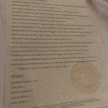 Trust - Brunch menu - New American Near Me - San Diego, California Trust - Brunch menu - New American Near Me - San Diego, California