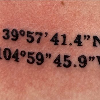 Lonely Star Tattoos - Matching couples tattoos with the latitude and longitude of our first date! - Tattoo Near Me - Colorado Springs, Colorado