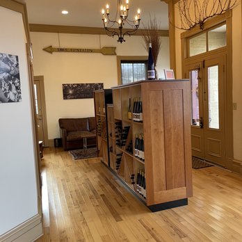 Ox-Eye Vineyards Tasting Room - a wine rack in the center of the room - Wineries Near Me - Staunton, Virginia Ox-Eye Vineyards Tasting Room - a wine rack in the center of the room - Wineries Near Me - Staunton, Virginia