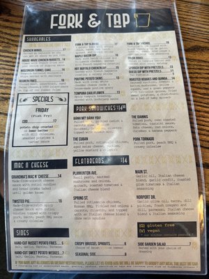 Menu photo 5 Fork & Tap Port Washington, WI