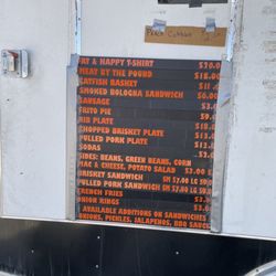 Fat And Happy BBQ - The "living document" menu board that changes based on availability