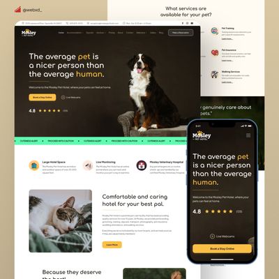 WebXd - Design of a Responsive Website for a Pet Hotel Featuring Cute Animals. - La Jolla, CA