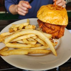Wicks Park Bar & Grill - Spicy chicken sandwich with fries