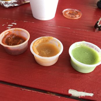 Taquito Aviles - Nice sauce selection...Red being our favorite - Food Stands Near Me - Austin, Texas