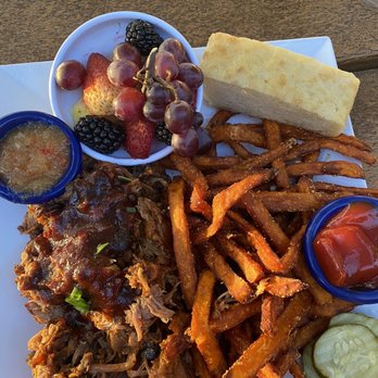 Joe's Farm Grill - Bbq pork plate with nasty sweet potato fries - American Near Me - Gilbert, Arizona Joe's Farm Grill - Bbq pork plate with nasty sweet potato fries - American Near Me - Gilbert, Arizona