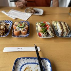 Umai Sushi - Tako Yaki, Butterfly, Ohana & Mayo Sake rolls. Quite the best sushi I've had in an age.