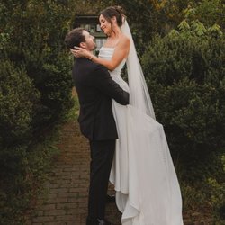 J. Major's Bridal Boutique - Bride celebrating in J. Major's Bridal Boutique Wedding Dress in Charlotte.