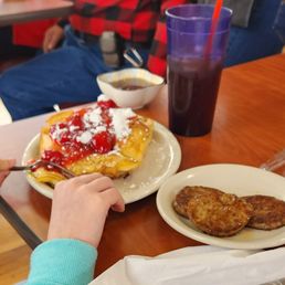 Strawberry French Toast and side sausage Strawberry French Toast and side sausage
