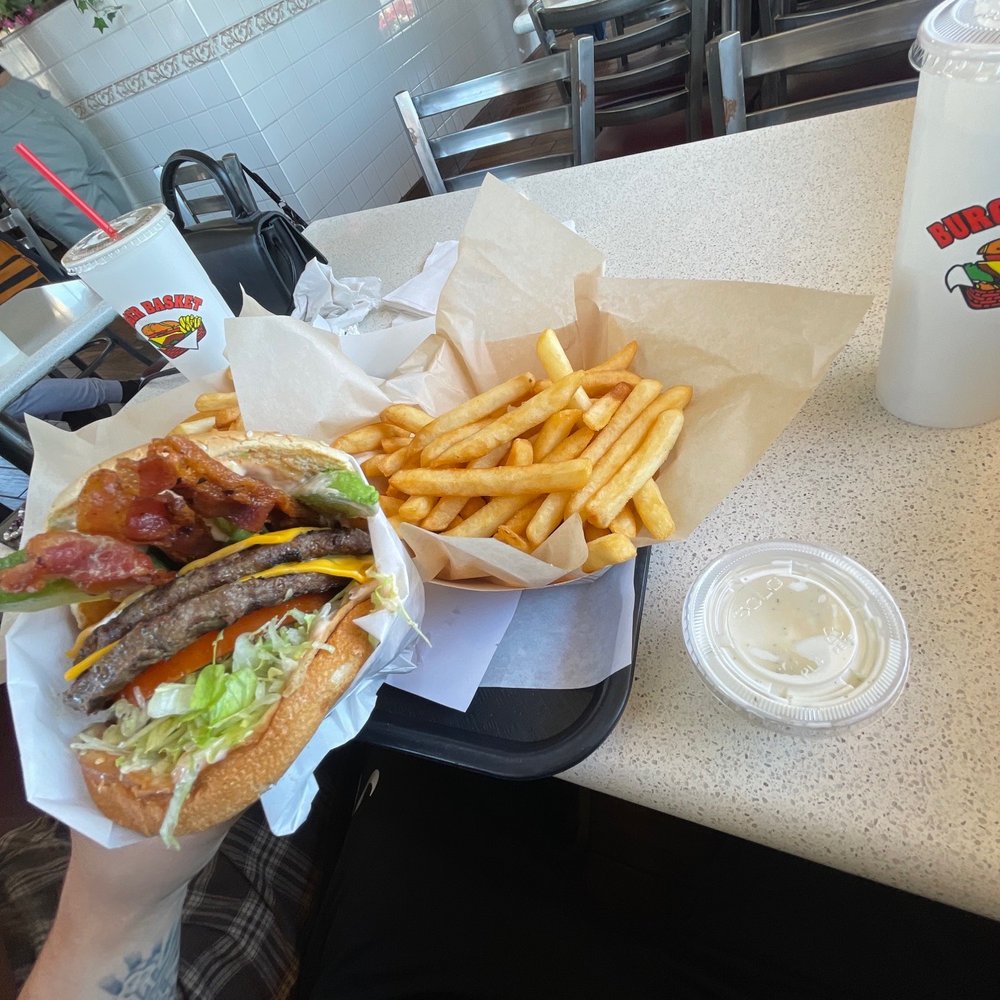 Burger Basket - Double Cheeseburger with Avocado and Bacon - Burgers Near Me - Corona, California Burger Basket - Double Cheeseburger with Avocado and Bacon - Burgers Near Me - Corona, California