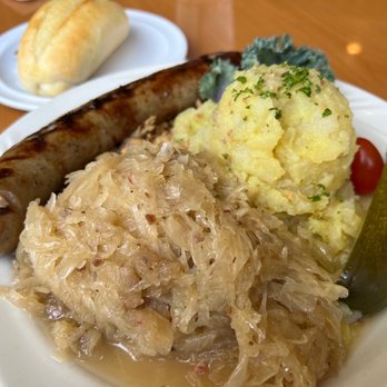 Phoenix Club - Sausage Plate with 1 Sausage and 2 Sides - German Near Me - Brea, California Phoenix Club - Sausage Plate with 1 Sausage and 2 Sides - German Near Me - Brea, California