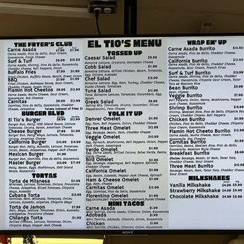 El Tio's Restaurant - Menu 1.6.2025 - Sandwiches Near Me - San Diego, California