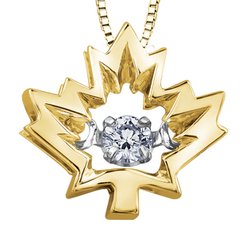 Gold Star Jewellers - Maple leaf Diamond Pulse Pedant. 10kt yellow gold