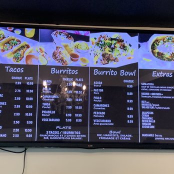 Don Taco - a menu on the wall - Mexican Near Me - Montreal, Quebec
