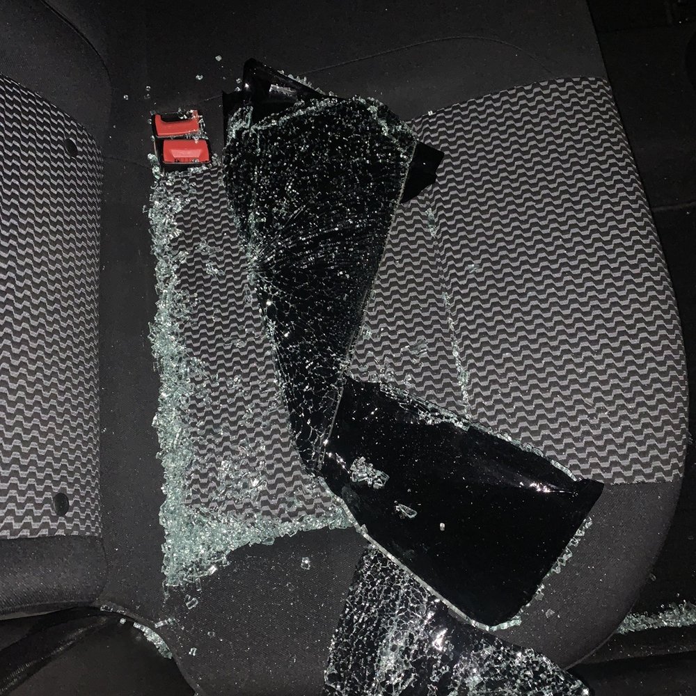 Auto Glass Force - Chunk of window held together by tint - Windshield Installation & Repair Near Me - Hayward, California Auto Glass Force - Chunk of window held together by tint - Windshield Installation & Repair Near Me - Hayward, California