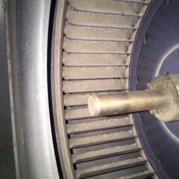 Arbor Breeze Heating & Cooling - Dirty furnace blower wheel, distributing dusty air back into the air stream. - Heating & Air Conditioning/HVAC Near Me - Ann Arbor, Michigan