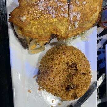 La Bomba - Steak  El Jibarito with Puerto Rican rice and garlic  aioli - Puerto Rican Near Me - Chicago, Illinois