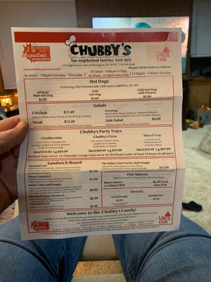 Menu photo 1 Chubby's pizzeria New Wilmington, PA Menu photo 1 Chubby's pizzeria New Wilmington, PA