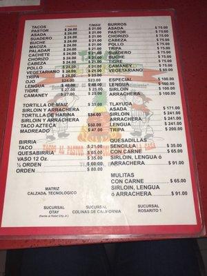 Menu photo 1 Tacos el Chino Rosarito, BCN Menu photo 1 Tacos el Chino Rosarito, BCN
