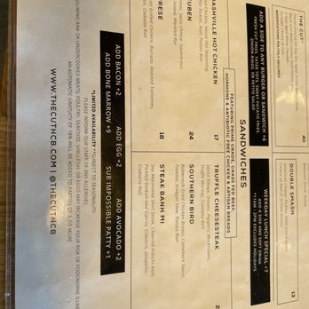 The Cut - Menu as of 3/18/26 - Burgers Near Me - Irvine, California