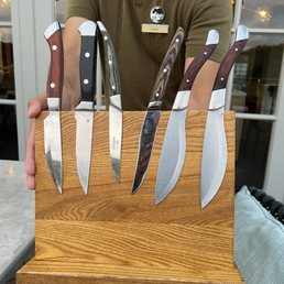 Before our steak arrived we were able to choose a steak knife from this magnetic board.