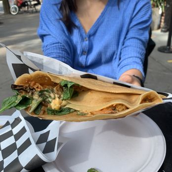 Jammin' Crepes - Vegan Veggie Kimchee Crepe with scrambled eggs in it - Creperies Near Me - Princeton, New Jersey Jammin' Crepes - Vegan Veggie Kimchee Crepe with scrambled eggs in it - Creperies Near Me - Princeton, New Jersey
