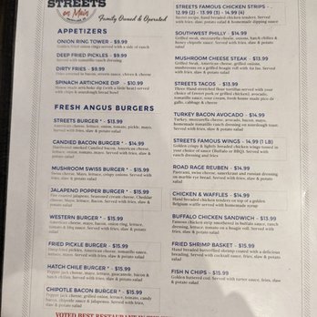 Streets On Main - Menu front - American Near Me - Snowflake, Arizona