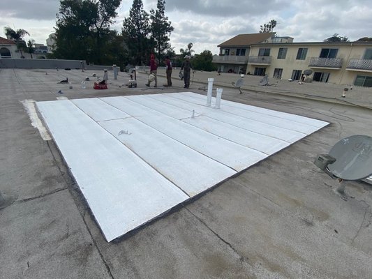 Flat Roof repair - This project was done on an old roof and it worked really well. 
Customer is very happy for no more water intrusion.