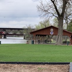 Lions Park - View of the picnic shelter next to the river