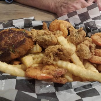 Kravers Seafood Mobile - "Pick Three" - oysters, shrimp & crab cake. - Seafood Near Me - Mobile, Alabama Kravers Seafood Mobile - "Pick Three" - oysters, shrimp & crab cake. - Seafood Near Me - Mobile, Alabama