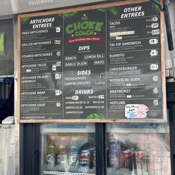 The Choke Coach - Menu (7/27/2025) - Food Trucks Near Me - Salinas, California