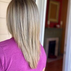 Jordan O'Neal Hair Stylist - I did a color correction on Allie. We went from red to this pretty rooted blonde.