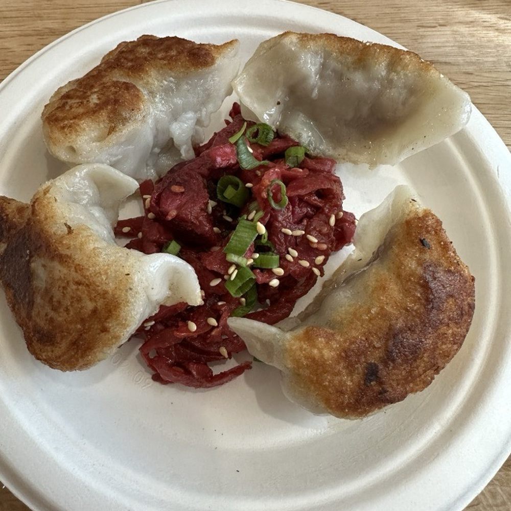 Sago - Seared Pork Dumplings w/ gochujang slaw - Malaysian Near Me - Cincinnati, Ohio Sago - Seared Pork Dumplings w/ gochujang slaw - Malaysian Near Me - Cincinnati, Ohio