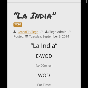 Crossfit Siege - WOD for 9/10/14 - Interval Training Gyms Near Me - Miramar, Florida