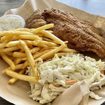 Fish Daddy Grill - Fried Catfish meal - thinly breaded yummy catfish, delish and refreshing coleslaw and fries. Generous portions. - Seafood Near Me - Fullerton, California